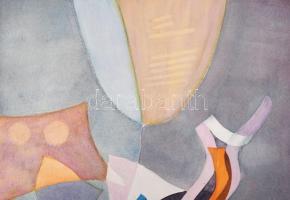 Misch Ádám (1935-1995): Estefelé, 1979. Akvarell, papír, jelezve jobbra lent. Paszpartuban. Hátoldal...