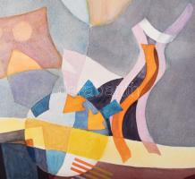 Misch Ádám (1935-1995): Estefelé, 1979. Akvarell, papír, jelezve jobbra lent. Paszpartuban. Hátoldal...