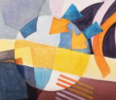 Misch Ádám (1935-1995): Estefelé, 1979. Akvarell, papír, jelezve jobbra lent. Paszpartuban. Hátoldal...