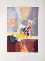 Misch Ádám (1935-1995): Estefelé, 1979. Akvarell, papír, jelezve jobbra lent. Paszpartuban. Hátoldal...