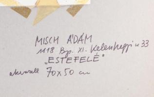 Misch Ádám (1935-1995): Estefelé, 1979. Akvarell, papír, jelezve jobbra lent. Paszpartuban. Hátoldal...