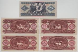 1975. 20Ft + 1975. 100Ft + 1980. 100Ft + 1984. 100Ft + 1989. 100Ft T:F szép papír