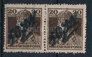 Temesvár II 1919 Károly 50f/20f pár, Bodor vizsgálójellel