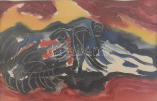 Tahi-Tóth Nándor (1912-1978): Egyensúly. Akvarell, kréta, papír, jelzés nélkül. 33x47 cm, üvegezett fakeretben.