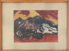 Tahi-Tóth Nándor (1912-1978): Egyensúly. Akvarell, kréta, papír, jelzés nélkül. 33x47 cm, üvegezett ...