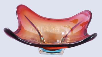 Murano Flavio Poli kínáló, jelzés nélkül, minimális kopással, 26x26 cm