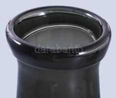 Vastag füstüveg váza, alján karcokkal, m: 29,5 cm
