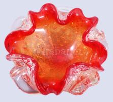 Murano többrétegű ezüstpelyhes asztaldísz, hibátlan, d: 14 cm