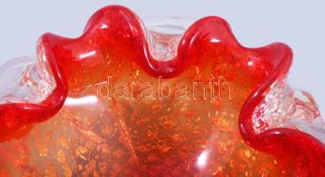 Murano többrétegű ezüstpelyhes asztaldísz, hibátlan, d: 14 cm