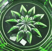 cca 1930 Uránüveg kínáló, hibátlan, d: 23 cm, m: 8 cm