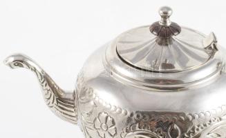 Sheffield nagyméretű angol ezüstözött teás kanna, fa fogóval, 33x19 cm