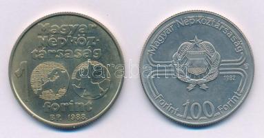 1982. 100Ft Cu-Ni "Labdarúgó világbajnokság 1982" + 1988. 100Ft Cu-Ni-Zn "Labdarúgó Európa-bajnokság" mindkettő kapszulában T:BU patina