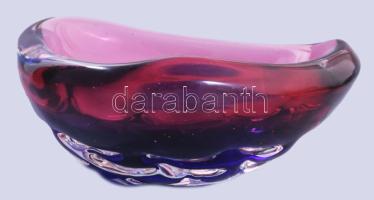 Cseh kétszínű vastag üveg asztaldísz, alján karcokkal, d: 20 cm