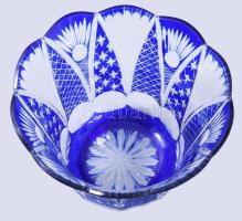 Kéken pácolt kis kristály kaspó, hibátlan, m: 9 cm