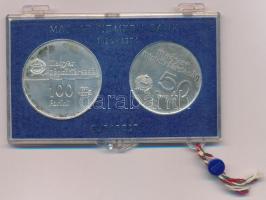 1974. 50Ft Ag + 100Ft Ag "Magyar Nemzeti Bank" pár eredeti, plombált, MNB plasztiktokban T:BU patina Adamo EM44, EM45