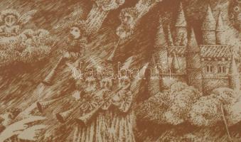 Molnár Gabriella (1940-): Hajnali részegség. Rézkarc, papír. Jelzett, számozott (14/100). 34,5×19,5 ...