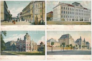Temesvár, Timisoara; - 10 db RÉGI város képeslap, sérült hátoldallal, közte a gyárvárosi zsinagóga / 10 pre-1945 town-view postcards with damaged backsides, including the synagogue in Fabric (non PC)