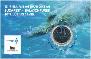 2017. 50Ft Cu-Ni "17. FINA Vizes Világbajnokság" első napi veret sorszámozott emléklapon, alacsony sorszám a belső oldalon "00363" T:UNC