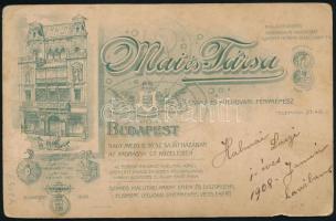 1908 Kisgyerek dobbal, keményhátú fotó Mai és Társa budapesti műterméből, hátoldalon a műterem képév...