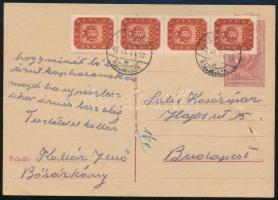 1946 (20. díjszabás) Levelezőlap 12.000 milpengő bérmentesítéssel "BŐSÁRKÁNY", decentrált értékszámok!