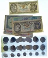 "Nagypapa kincsesládája", bruttó ~2,2kg súlyban, benne vegyes, külföldi és magyar érmetétel, magyar és külföldi bankjegyek, közte emlékérmek. Az érmék főleg simítózáras tasakokban vagy berakólapokon. T:vegyes "Grandpa's treasure chest", mixed set of foreign and Hungarian coins and foreign banknotes (~2,2kg gross), within commemorative coins. Most of the coins are in zip-lock bags or sheets. C:mixed