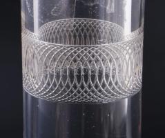 Antik fújt italos palack dugóval, m: 29,5 cm