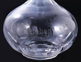 Antik fújt italos palack dugóval, m: 28 cm