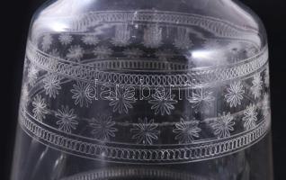 Antik fújt italos palack dugóval, m: 30 cm