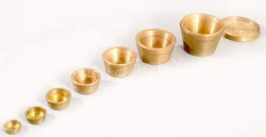 Antik 6 részes bronz lat készlet, d: 6 m