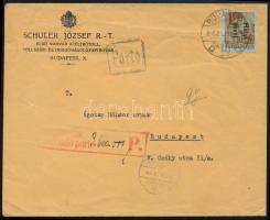 1946 (15. díjszabás) Budapest helyi levél 1 db bélyeggel és 9.600.000P kézi portózással