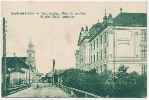 Kézdivásárhely, Targu Secuiesc; Főgimnázium, Minorita rendház és római katolikus templom / grammar school, Catholic church and monastery (fl)