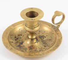 4 darab régi bronz sétáló gyertyatartó, m: 10 cm alatt