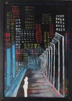 Radics L jelzéssel: A nagyváros fényei. Olaj, vászon. 70×50 cm. Fakeretben.