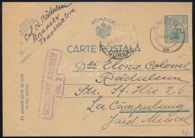 Transznisztria 1943 12L díjjegyes levelezőlap "ANANIEV / No. 2" katonai cenzúrával