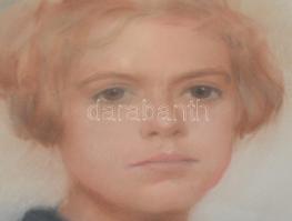 Balogh Margit (1898-1965): Kislány portréja, 1938. Pasztell, papír, jelzett. Dekoratív, üvegezett, k...