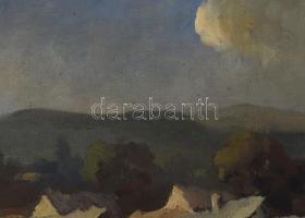 Olvashatatlan (Bencze?) jelzéssel: Faluvége. Olaj, vászon. Dekoratív, sérült fakeretben, 60x80 cm