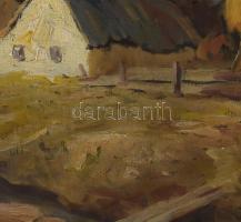 Olvashatatlan (Bencze?) jelzéssel: Faluvége. Olaj, vászon. Dekoratív, sérült fakeretben, 60x80 cm