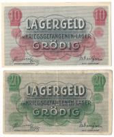 Ausztria / Grödig / Hadifogolytábor 1915. 10h + 20h T:XF hajtatlan, elvékonyodott papír a jobb felső...