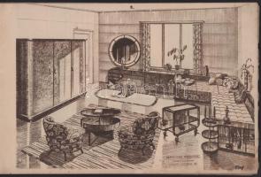 cca 1930-1940 Fürst Jenő iparművész által tervezett lakberendezési / bútorkatalógus, 24 egészoldalas...