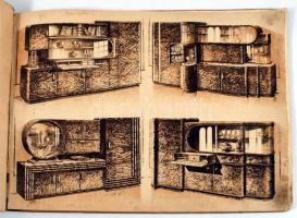 cca 1930-1940 Fürst Jenő iparművész által tervezett lakberendezési / bútorkatalógus, 8 lapon bútorok...