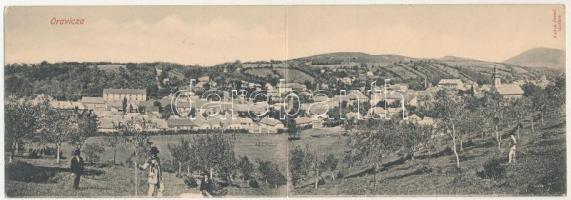 Oravicabánya, Oravica, Oravicza, Oravita; Panorama / látkép. Kaden József kiadása. 2-részes kihajtható panorámalap / general view. 2-tiled folding panoramacard (EM)