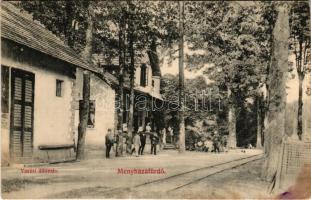 Menyháza, Monyásza, Moneasa; vasútállomás. Fai Károly kiadása / railway station (fl)