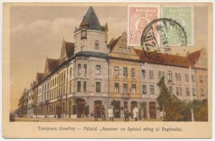 1928 Temesvár, Timisoara; Iosefin, Palatul Ancora cu Splaiul stang al Begheului / Józsefváros, Horgony palota, Eduard Proch, Ford üzlete / palace, shops (EK)