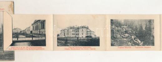1911 Fogaras, Fagaras; Apaffy fejedelem vára. Leporellolap 10 kis képpel, belül kórház, Fő tér, Zeky...
