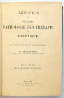 W. Dieckerhoff: Lehrbuch der Speciellen Pathologie und Therapie für Thieräzte. Erster Band: Die Krankheiten des Pferdes. Berlin, 1888, August Hirschwald, 933 p. Német nyelven. Korabeli félbőr-kötés, márványozott lapélekkel, kopott borítóval.