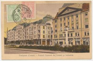 1928 Temesvár, Timisoara; Cetate, Palatul Camerei de Comert si Industrie / Belváros, Kereskedelmi és Iparkamara palotája, üzletek / Chamber of Commerce and Industry, shops (fl)