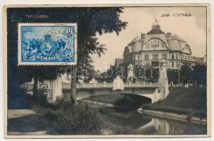 1929 Temesvár, Timisoara; Baia Centrala / Központi fürdő, híd, villamos / bathhouse, bridge, tram (EK)