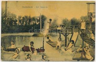 1914 Buziásfürdő, Baile Buzias; Szent Antal tó. Francz József kiadása, montázs gyerekekkel / lake. Montage with children (b)