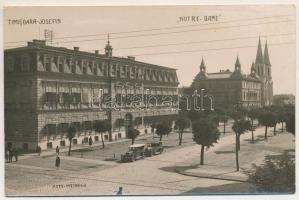 Temesvár, Timisoara; Iosefin, Notre Dame / Józsefváros, Notre Dame zárda és templom, automobilok / street view, nunnery and boarding school, automobiles. Foto Weinrich photo (fl)