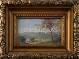 Olvashatatlan (Harn?) jelzéssel: Virágzó fa. Olaj, karton. Dekoratív, üvegezett fakeretben, 12,5x18 cm